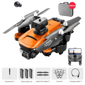 3 Battery Mini Drone WIFI Dual Camera With HD One Key Off Led Light Headless Gesture Shooting Quadcopter RC - Orange
