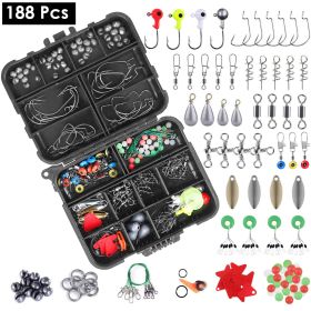 188Pcs Fishing Accessory Kit Portable Fishing Set Including Jig Hooks Sinker Weights Spoon Lure