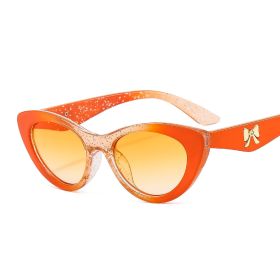 Women Sunglasses Fashion Cat Eye Sunglass Rrainbow Color Frame Sun Glasses Retro UV400 Gradients Shades Anti Blue Eyewear - orange orange