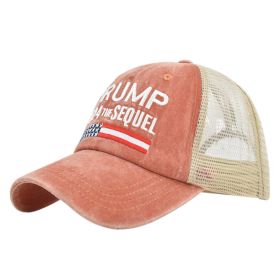 TRUMP embroidered baseball cap embroidered cap mesh cap Trump baseball cap visor - 4 Orange - Adjustable 54-59