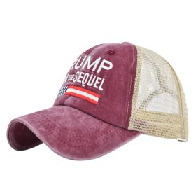 TRUMP embroidered baseball cap embroidered cap mesh cap Trump baseball cap visor - 2 Burgundy - Adjustable 54-59
