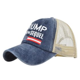 TRUMP embroidered baseball cap embroidered cap mesh cap Trump baseball cap visor - 4 Navy - Adjustable 54-59