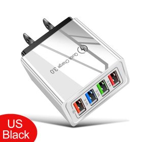 US Plug USB Charger Quick Charge 3.0 For Phone Adapter for iPhone 12 Pro Max Tablet Portable Wall Mobile Charger Fast Charger - US Half Black