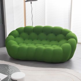 Modern Upholstered fabric bubble loveseat sofa;   green