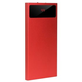 20000mAh Power Bank Ultra Thin External Battery Pack Phone Charger Dual USB Ports Flashlight Battery Remain Display - Red