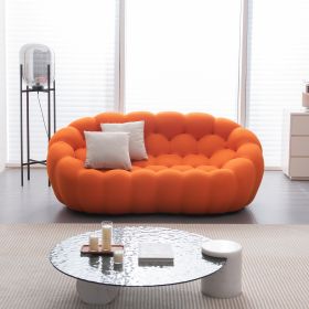 Modern Upholstered fabric bubble loveseat sofa,orange