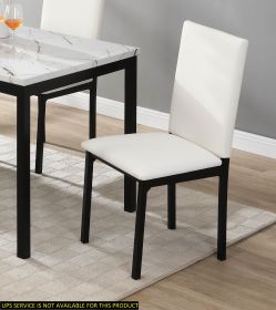 White Upholstered Side Chairs 4pc Set Black Metal Frame Casual Dining Room Furniture