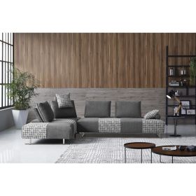 Modern Fabric Modular Sectional Sofa Bed Black & Gray Fabric;  Stainless Steel;  Solid Wood