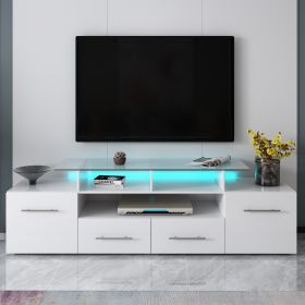 Modern, Stylish Functional TV stand with Color Changing LED Lights, Universal Entertainment Center, High Gloss TV Cabinet for 70+ inch TV