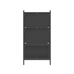 Bakers Rack with Cabinet,Bread Rack Coffee Station Microwaves Rack Storage Rack,4 Tier Kitchen Organizer Shelf for Dishes,Wine,Pots and Pans (Black)