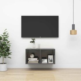 Wall-mounted TV Cabinet High Gloss Gray 14.6"x14.6"x28.3" Engineered Wood