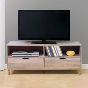 Rustic Oak TV Stand with 2 Drawer and Open Shelves;  Entertainment Center;  TV Console Table for Living Room;  Bedroom