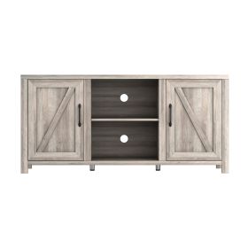 59 Inch Modern Farmhouse Double Doors TV Stand for TVs up to 65 Inches;  Grey Walnut
