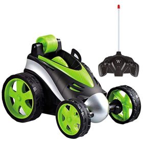 Wireless Remote Control Flip Wheels Toy Car - Green