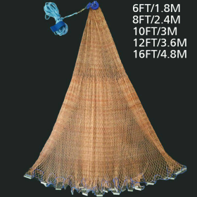 6FT/8FT/10/FT/12FT/16FT Heavy Duty Fishing Net with Nylon Mesh Easy to Throw