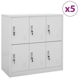 Locker Cabinets 5 pcs Light Gray 35.4"x17.7"x36.4" Steel