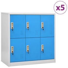 Locker Cabinets 5 pcs Light Gray and Blue 35.4"x17.7"x36.4" Steel