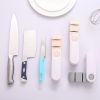1pc; Kitchen Quick Sharpener; Manual Household Kitchen Knife Scissors Sharpener; Fruit Stainless Steel Knife Sharpener - Grey