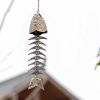 Japanese Vintage Cast Iron Fishbone Wind Chimes Temple Iron Metal Hanging Bells - Default
