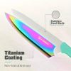 14 Pieces Fancy Rainbow Titanium Coating Kitchen Knife Set - Default