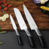 CHUSHIJI Knife Set, 3 PCS Kitchen Knife Set, Ultra Sharp Chef Knife Set, Santoku Knife, Utility Knife, Stainless Steel Knife Sets for Kitchen - Black
