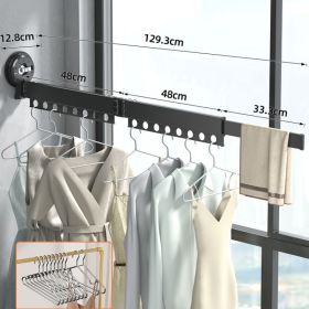 Wall-hung Invisible Suction Cup Balcony Folding Drying Rack (Option: 3Section folding plus 10hanger-1PC)