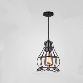 Retro Industrial Style Wrought Iron Chandelier Creative Small Iron Cage (Option: E-Soak in three color light)
