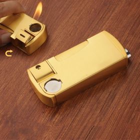 Integrated Pipe Oblique Fire Inflatable Lighter Can Smoke Silk (Color: Gold)