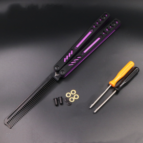 Aluminum Handle Unbladed Ether Butterfly Knife Shake Hands (Color: Purple)