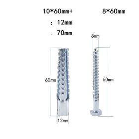 Expansion Tube Christmas Tree Barbed Serrated Metal Expansion Screws (Option: 12mm10x60 tubes x Screws 8x60)