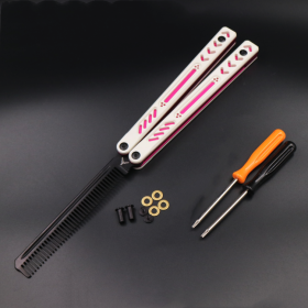 Aluminum Handle Unbladed Ether Butterfly Knife Shake Hands (Color: Pink)