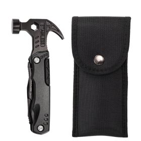 Outdoor Carry-on Multifunctional Stainless Steel Folding Pliers Hammer Tool Hammer (Color: Black)