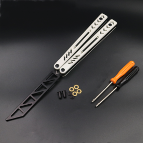 Aluminum Handle Unbladed Ether Butterfly Knife Shake Hands (Color: Black)