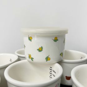 Children's Tableware Ceramic Bowl Fresh-keeping Sealing Band Scale (Option: White Olive)
