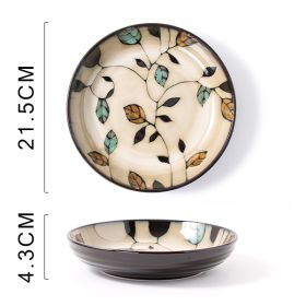 Glaze Kiln Hand Painted Ceramic Plate Cutlery (Option: Vine Leaf Deep Plates)