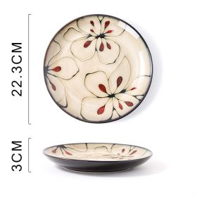Glaze Kiln Hand Painted Ceramic Plate Cutlery (Option: Kapok Plate Dish)
