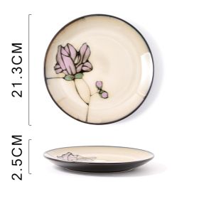 Glaze Kiln Hand Painted Ceramic Plate Cutlery (Option: Mulan Purple Plate Dish)