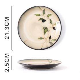 Glaze Kiln Hand Painted Ceramic Plate Cutlery (Option: Bamboo Leaf Plate Dish)
