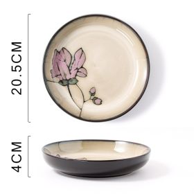 Glaze Kiln Hand Painted Ceramic Plate Cutlery (Option: Mulan Purple Deep Plates)