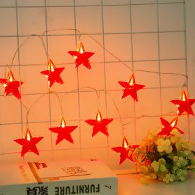 Led Five-pointed Star Red, White And Blue Lighting Chain Decorative Color String Lights (Option: Red-2 M 10 Light Battery Box)
