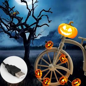 Halloween Decoration Led Ghost Festival Arrangement Pumpkin Lighting Chain (Option: USB Constant Light 2 M 20 Lamp)