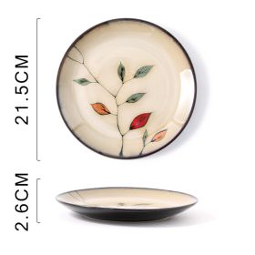 Glaze Kiln Hand Painted Ceramic Plate Cutlery (Option: Colored Leaves Plate Dish)