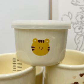 Children's Tableware Ceramic Bowl Fresh-keeping Sealing Band Scale (Option: Yellow Tiger)