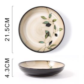 Glaze Kiln Hand Painted Ceramic Plate Cutlery (Option: Bamboo Leaf Deep Plates)