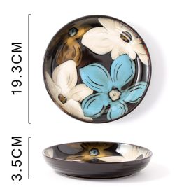 Glaze Kiln Hand Painted Ceramic Plate Cutlery (Option: Flowers Deep Plates)