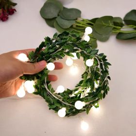 Led Rattan Lighting Chain Rose Leaf Copper Wire Diy Garland (Option: Round Beads 2 M 10 Lights)