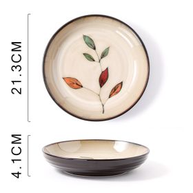 Glaze Kiln Hand Painted Ceramic Plate Cutlery (Option: Colored Leaves Deep Plates)