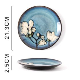 Glaze Kiln Hand Painted Ceramic Plate Cutlery (Option: Magnolia Plate Dish)