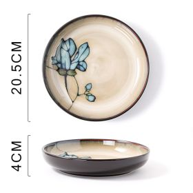 Glaze Kiln Hand Painted Ceramic Plate Cutlery (Option: Mulan Blue Deep Plates)