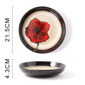 Glaze Kiln Hand Painted Ceramic Plate Cutlery (Option: Flower Language Deep Plates)